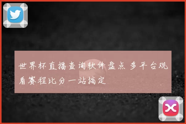 世界杯直播查询软件盘点 多平台观看赛程比分一站搞定